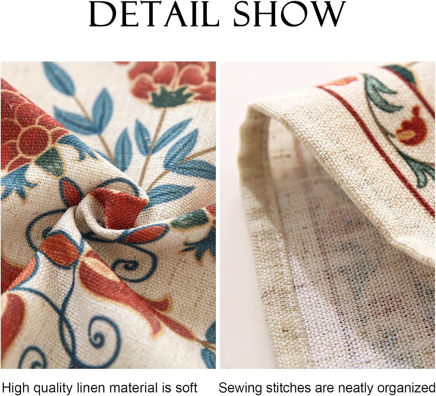 patdrea Blue Floral Linen Apron with Pocket,French Kitchen Garden Chef BBQ Aprons for Women and Men,Crisscross Back