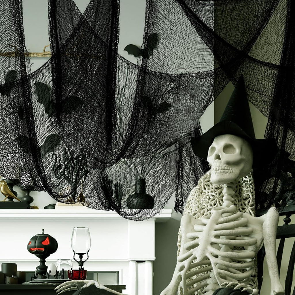 Biubee 5 Pack 30'' x 72'' Stretchy Black Creepy Cloth Halloween Decor