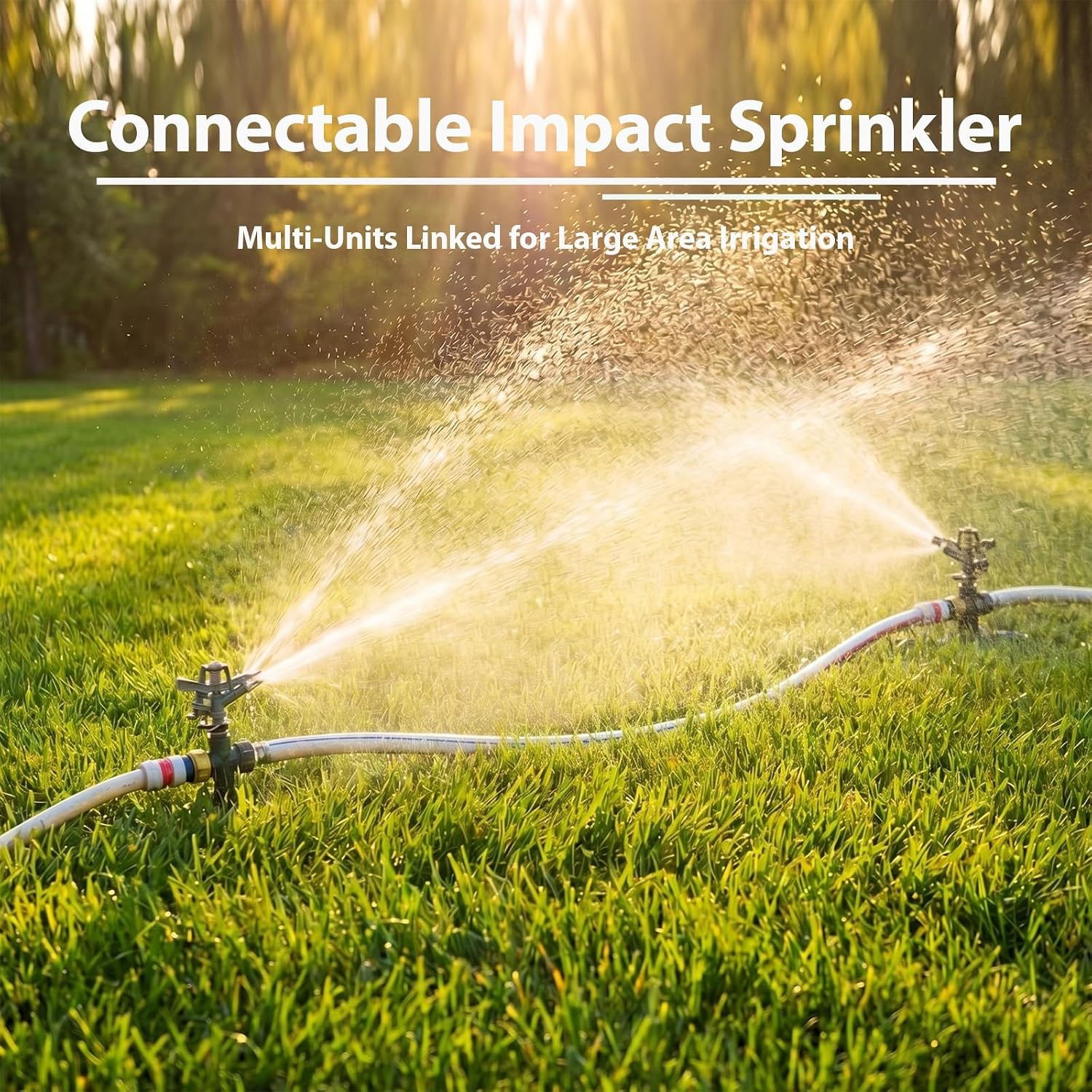 BIGWAVE 2 Packs Spike Sprinklers for Yard, 360 Degree Adjustable Impact Sprinkler on Metal Step Spike Base, Zinc Alloy