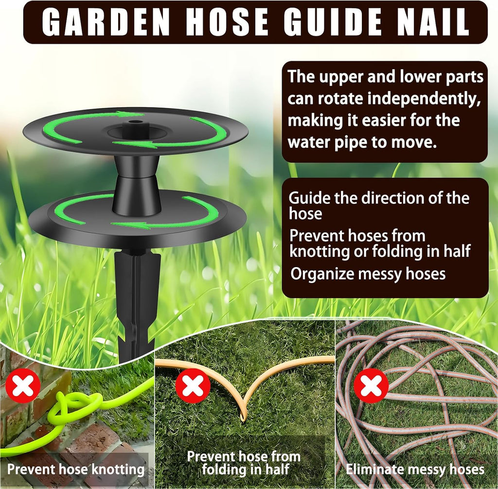 4PCS Garden Hose Guide Spike, Metal Hose Guides for Garden Heavy Duty, Cast Iron Garden Hose Guides for Outside