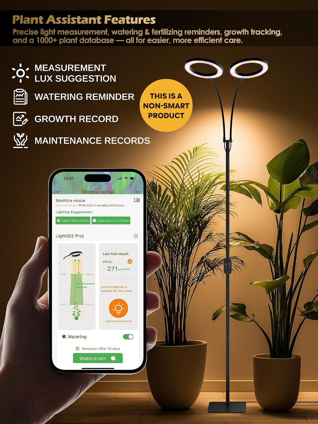 48W Grow Lights for Indoor Plants, Full Spectrum LED Plant Light with Stand | Dimmable, 3 Lighting Modes, 23"-79"