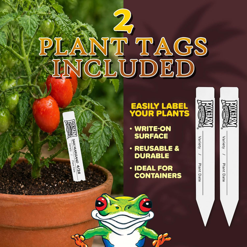 FoxFarm Happy Frog Potting Soil with 2 Plant Tags, 12 Quarts – Ready-to-Use Amended Container Blend with Soil Microbes