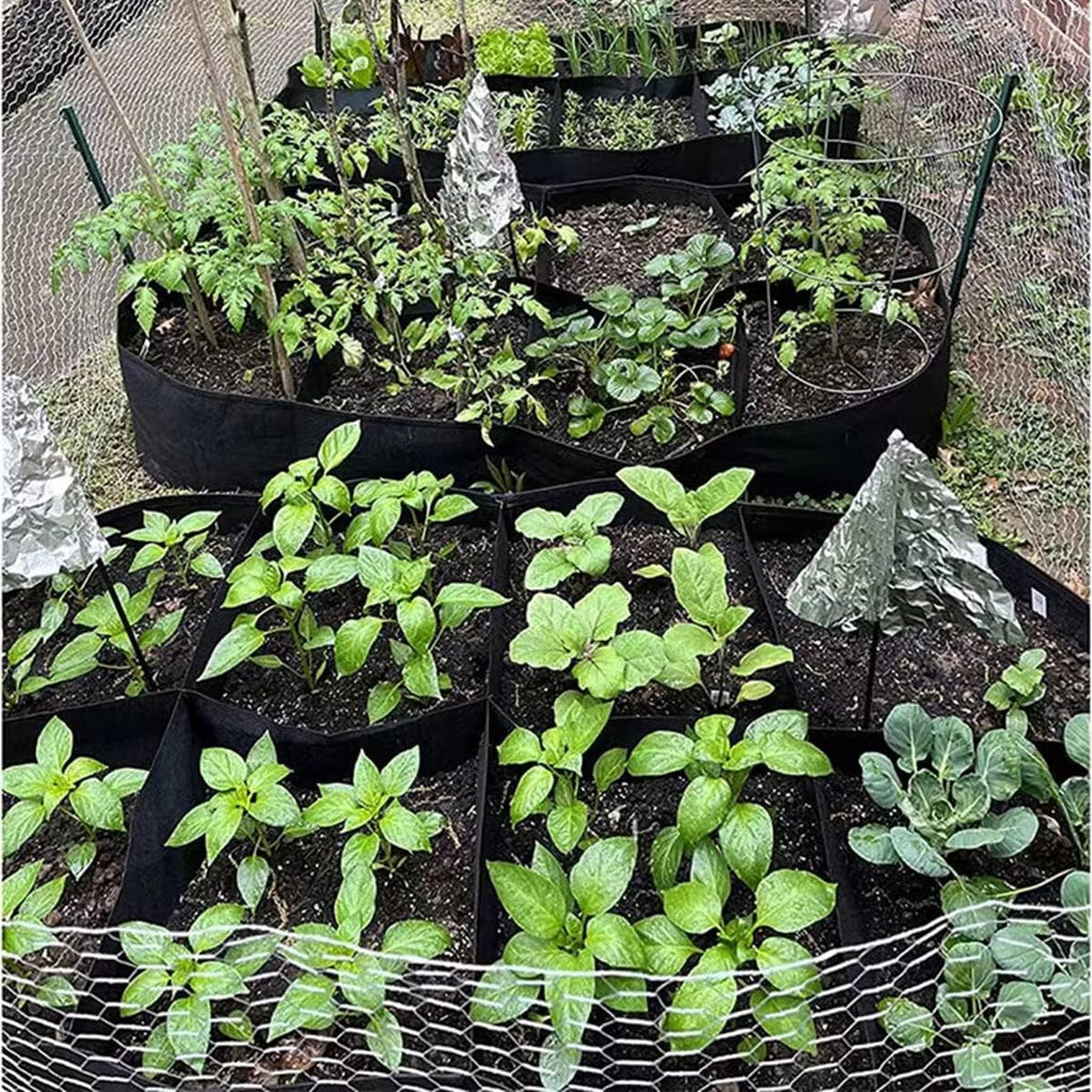 Niurui Fabric Raised Garden Bed 128 Gallon 8 Holes Rectangle 400G Thick Nonwoven Gardening Grow Bags Planting Container
