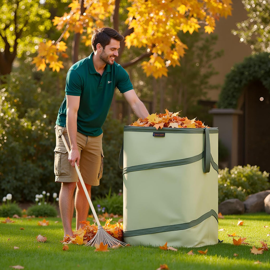YUDI & GARDEN 46 Gallon Square Collapsible Yard Waste Containers | Collapsible Trash Can, For Collecting Weeds, Leaf