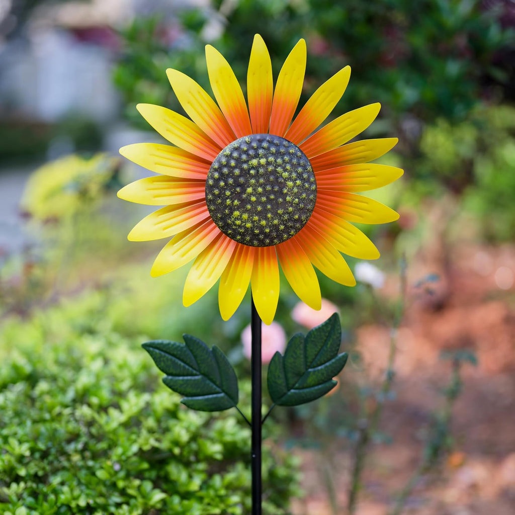 Sunflower Wind Spinner Outdoor,Garden Windmill for Yard Decor | Sunflower Windmills Lawn Decor,Metal Flower Garden