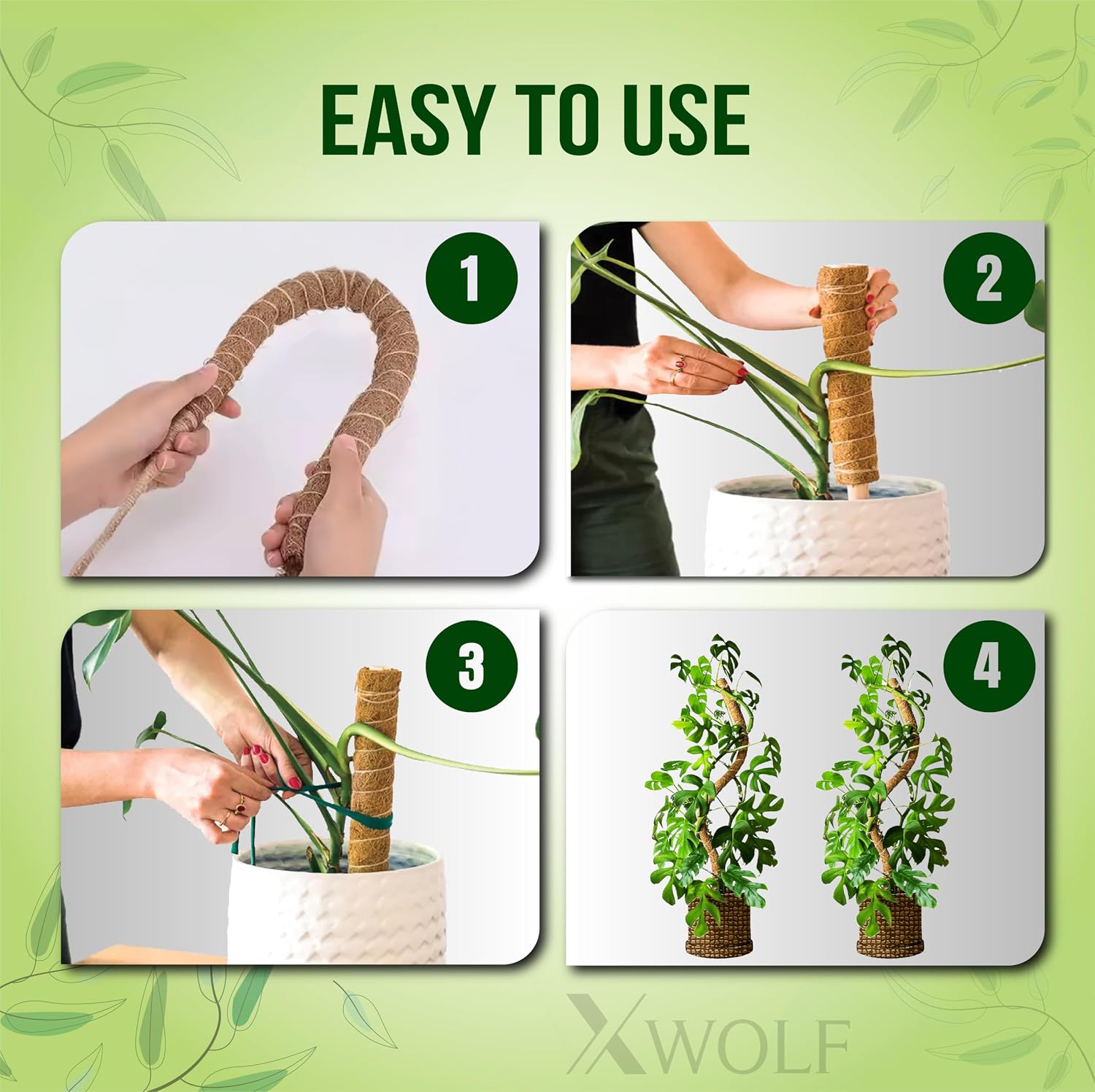 Moss Pole for Plants, 3 Pack of 28,48,63 inches | Coco Coir, Totem Poles for Climbing Plants, Monstera & Pothos Support