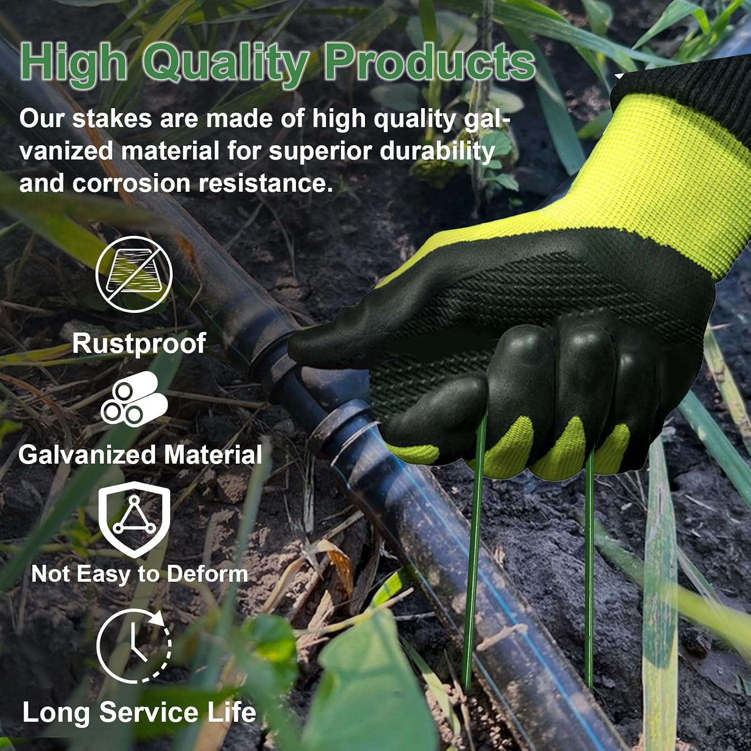 6 Inch Garden Stakes Galvanized Landscape Staples,U-Type Turf Staples for Artificial Grass, Rust Proof Sod Pins Stakes