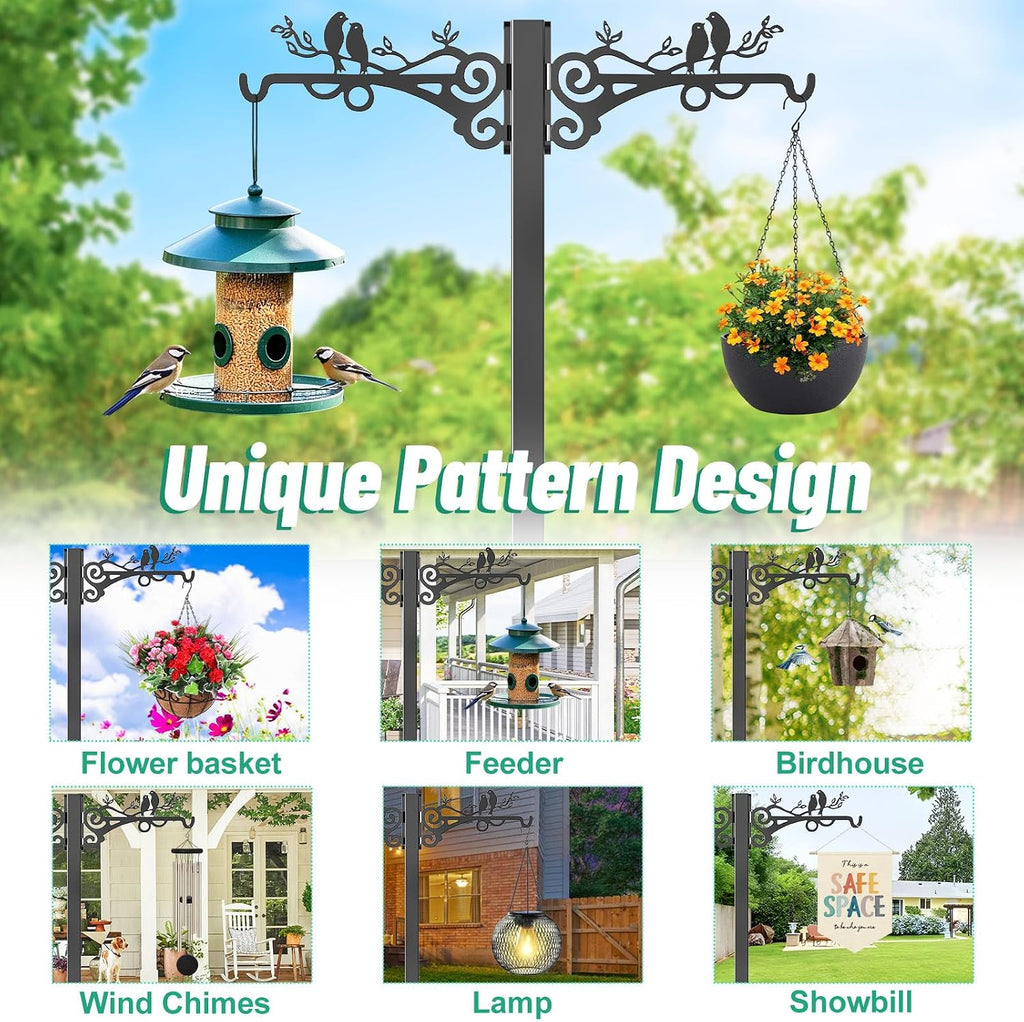 Garden Hose Holder, Freedstanding Heavy Duty Garden Water Hose Holder Stand with 2 Shepherds Hooks, Detachable Metal