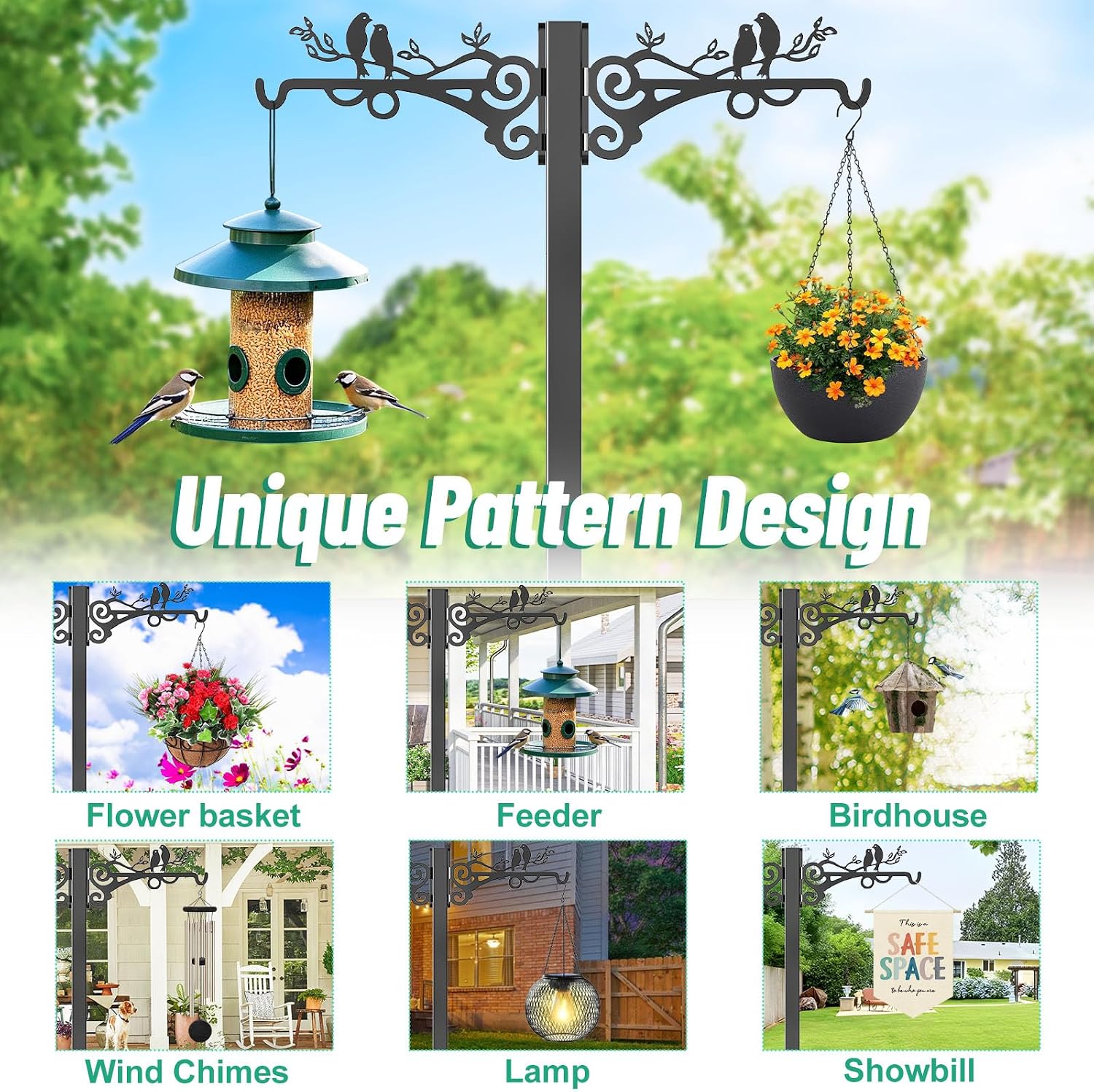 Garden Hose Holder, Freedstanding Heavy Duty Garden Water Hose Holder Stand with 2 Shepherds Hooks, Detachable Metal
