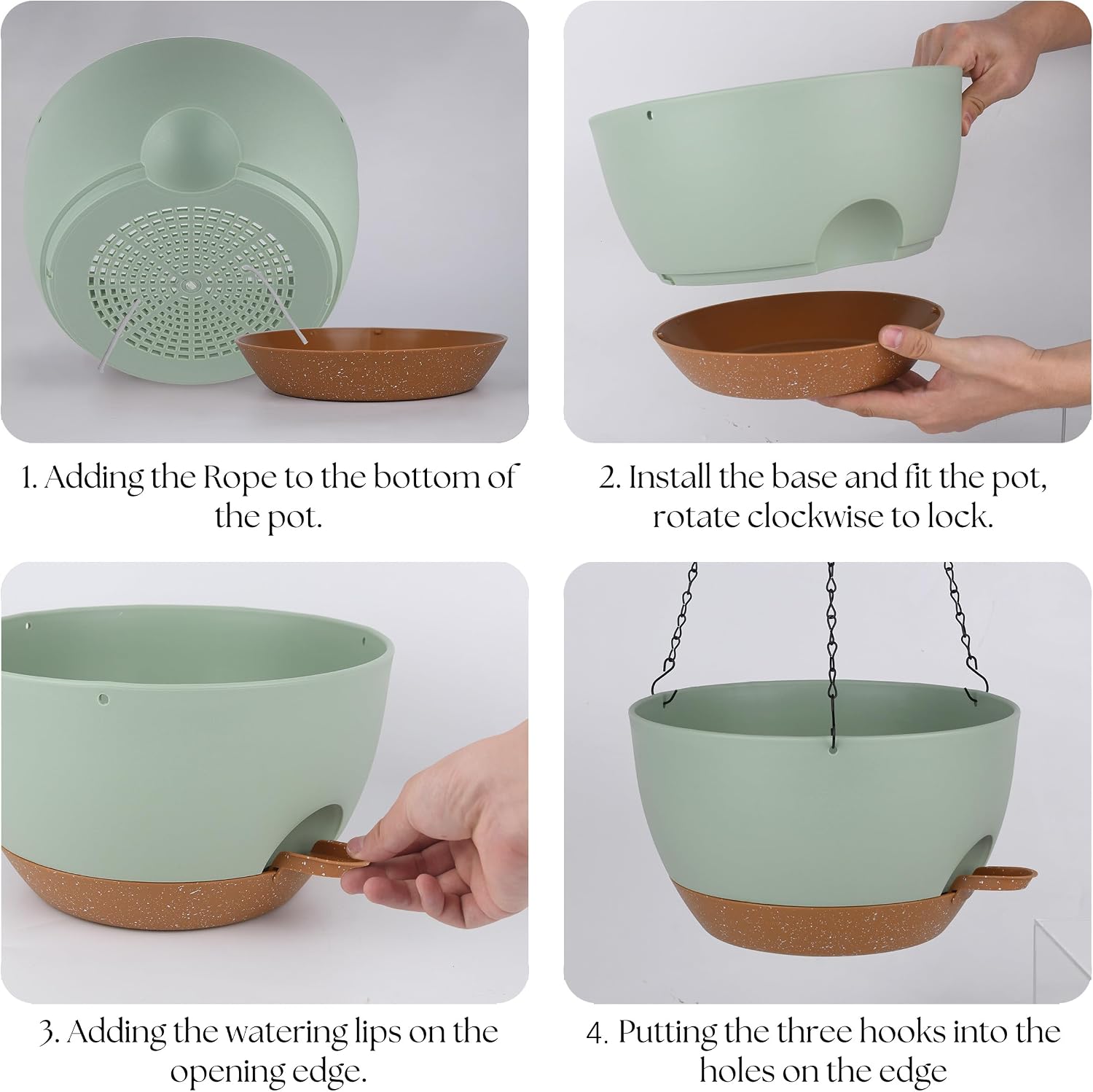TYMENSH Hanging Plant Pots 12 Inch Set of 2, Self Watering Hanging Planters with Drainage Holes, Removable Saucer