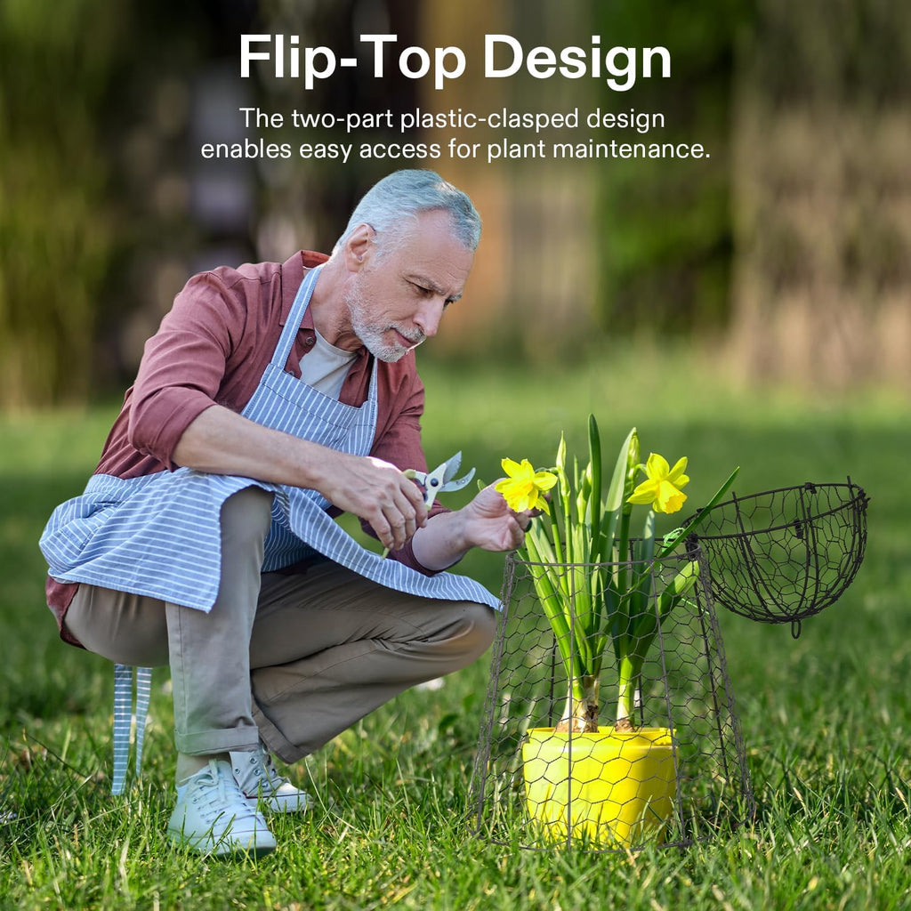 VIVOSUN Garden Cloches for Plants, Rustproof Chicken Wire Cloches with Flip-Top Design & Integrated Folding Stakes