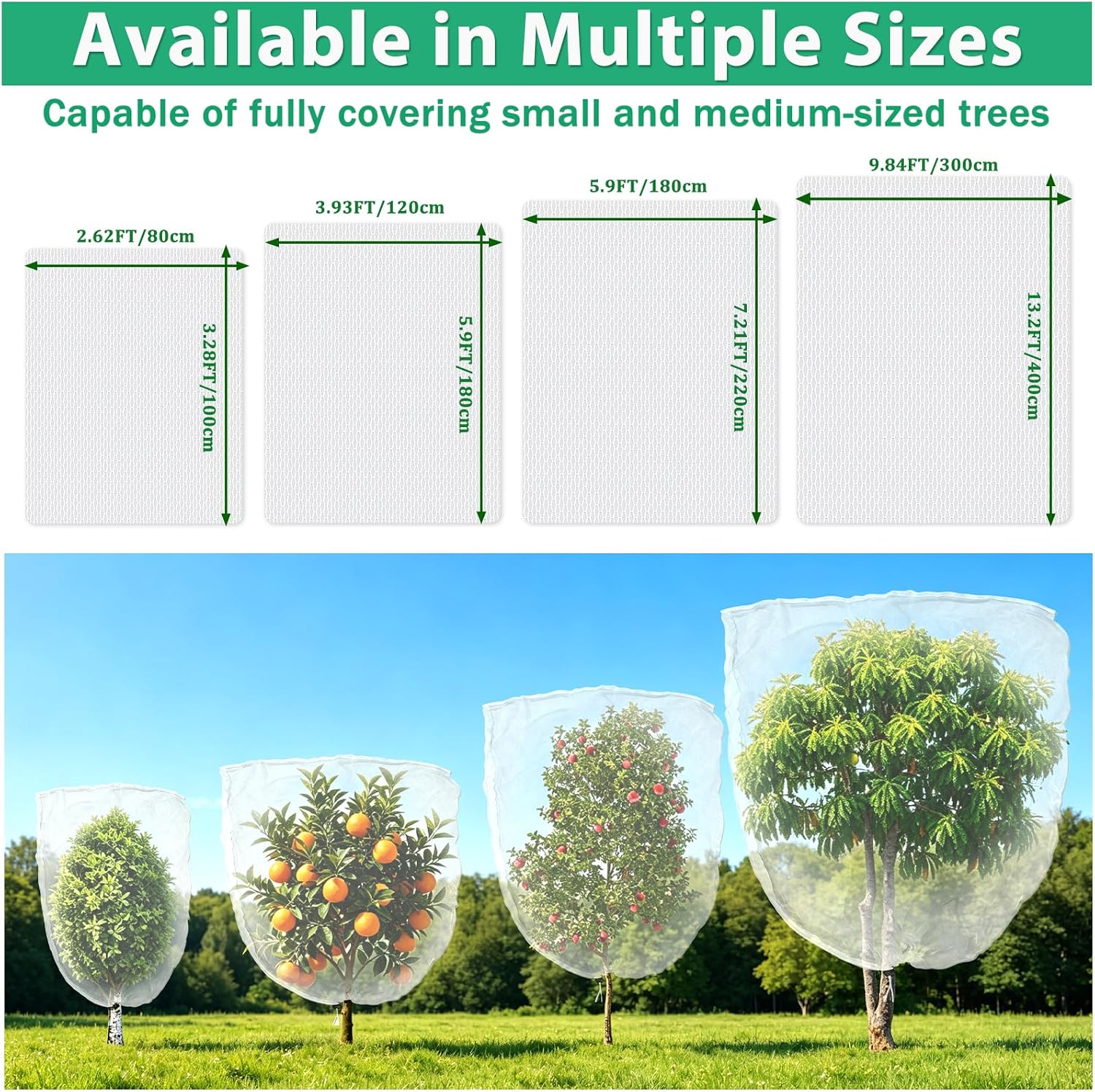 Bird Netting for Garden Protection, 2 Pack 7.21Ft x 5.9Ft Garden Netting | Reusable Fruit Tree Netting, Blueberry