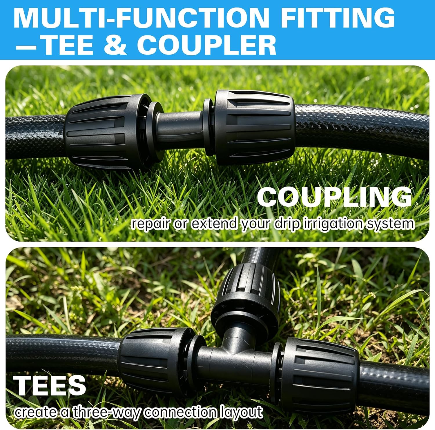 50 FT 1/2 Inch Drip Irrigation Tubing Main Line Hose Tube for Irrigation System Expansion (Includes 6-Way