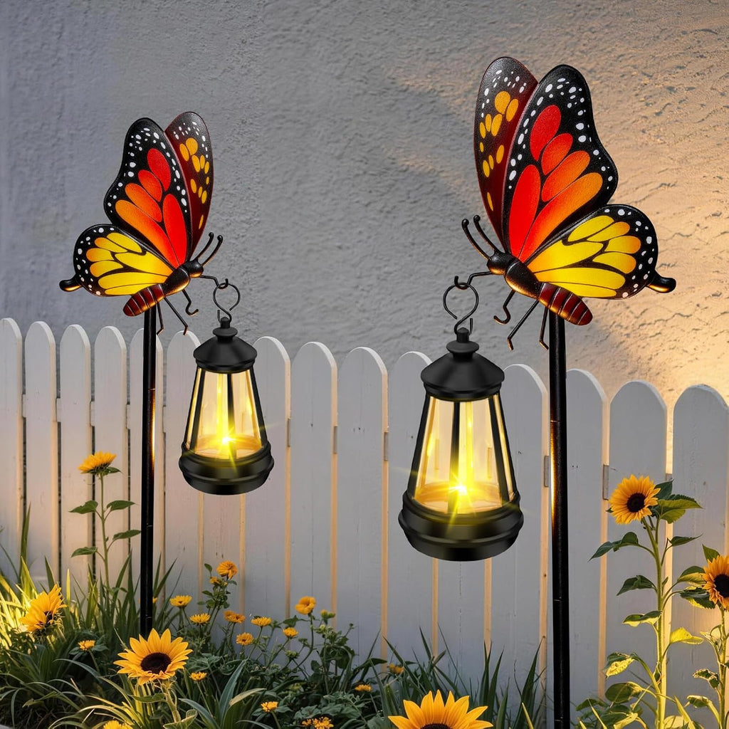 EDOF Solar Lights Outdoor 32.28in Garden Butterfly Stakes with Solar Lights | Butterfly Garden Decor,Birthday Gifts for