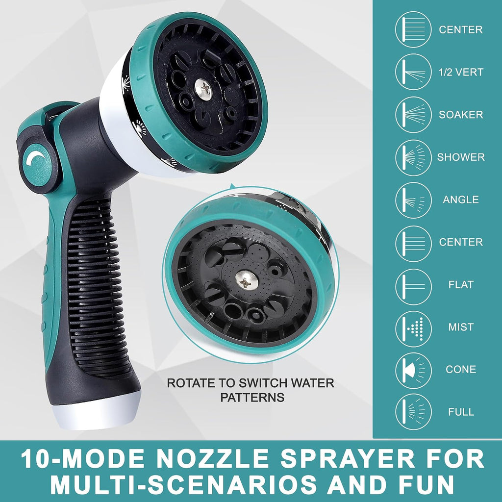 25FT Garden Hose, Stainless Steel Water Hose Flexible with a 10-Mode Nozzle Sprayer, No Kink, Lightweight, Puncture