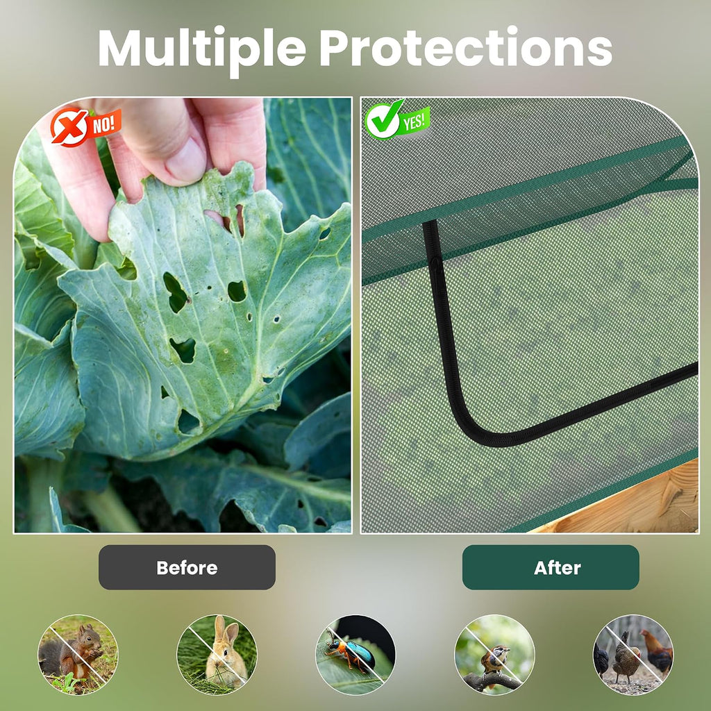 2-Pack Raised Garden Bed Covers, 45" x 22" x 17" Mesh Crop Cage, Pop-Up Plants Cover with 30% Shade Cloth for Seedlings