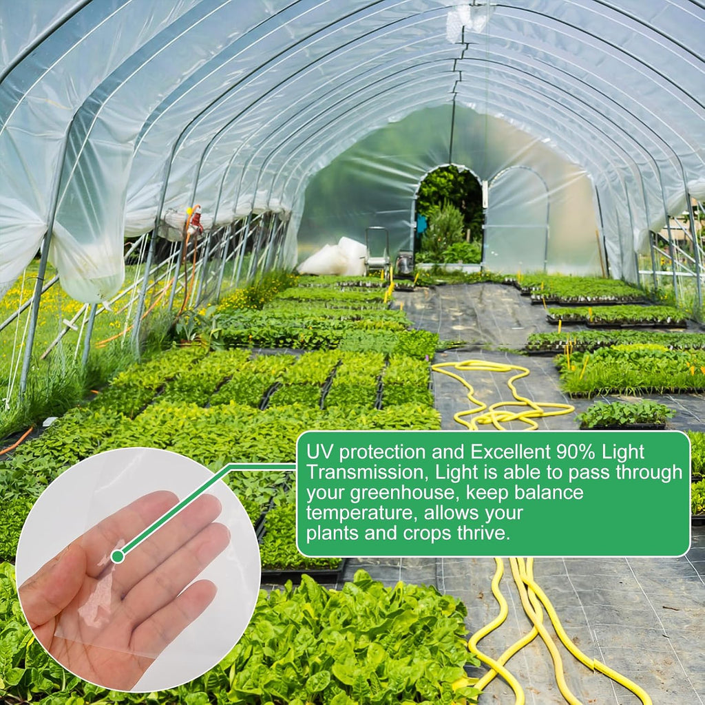 Greenhouse Greenhouse Plastic Sheeting 12x25 ft, 6 mil Greenhouse Film Covering, Greenhouse Polyethylene Film, UV