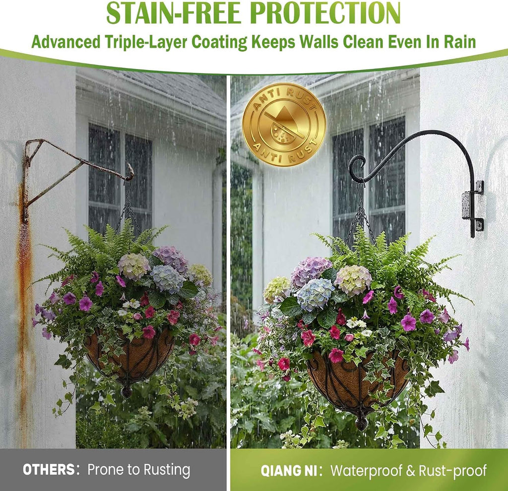 Qiang Ni Swivel Plant Hanger-16 Inch 60 lbs Capacity Bird Feeder Bracket | 45°-180° Swivel Adjustable Wall Mount