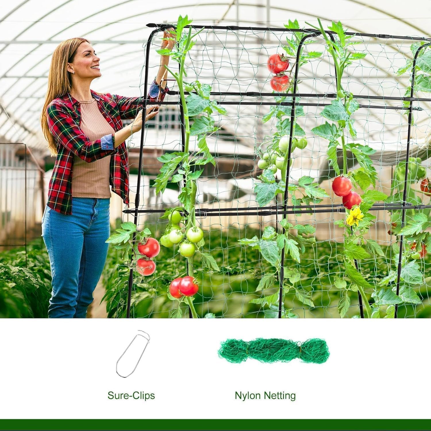 Cucumber Trellis for Raised Bed, 63" Hx63 L, Black | Garden Arch Trellis for Climbing Plants Outdoor, Rustproof Metal
