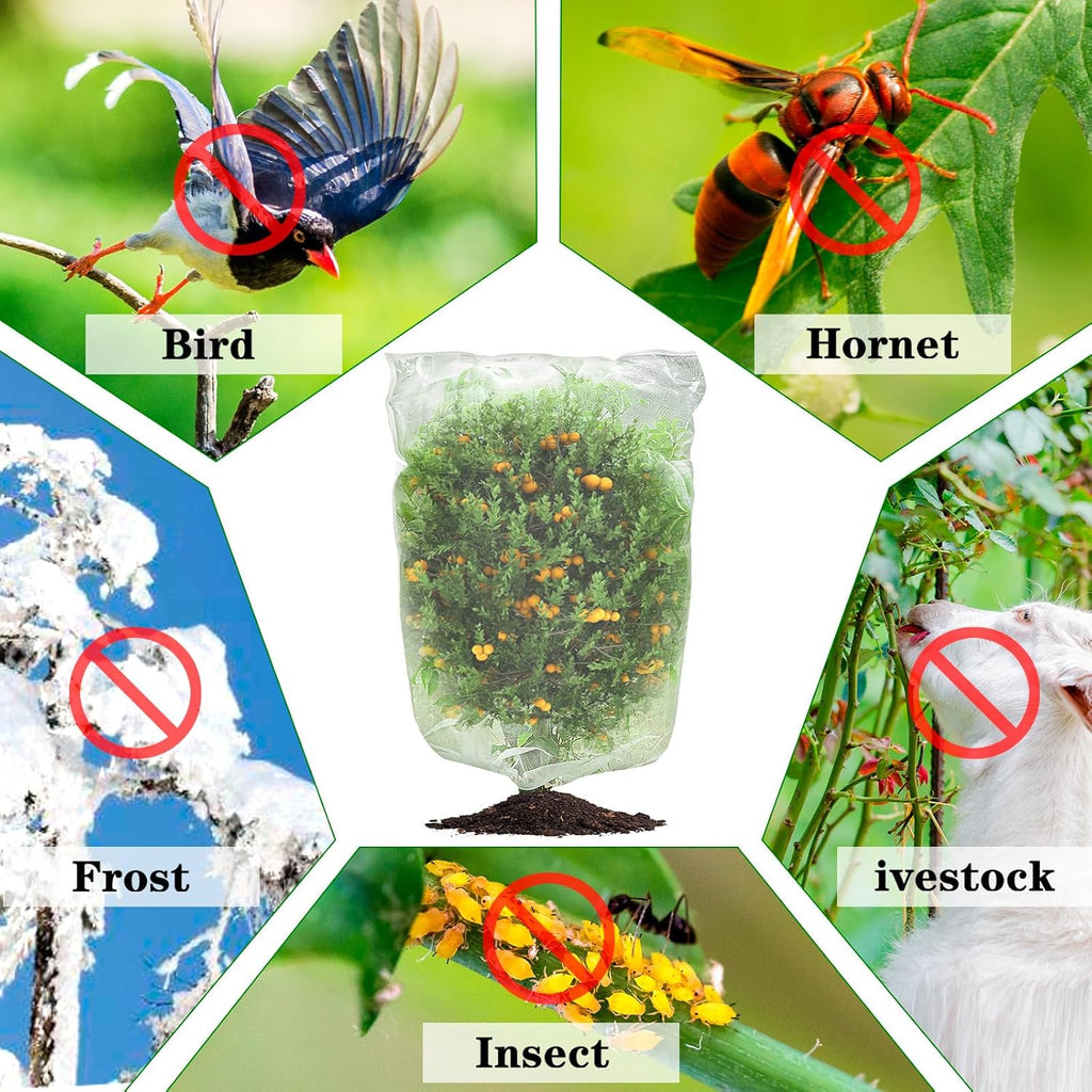 4Pcs Insect Bird Barrier Mesh, 7.9 x 5.9 FT Garden Netting Barrier | Bird Netting, Netting for Plant with Drawstring