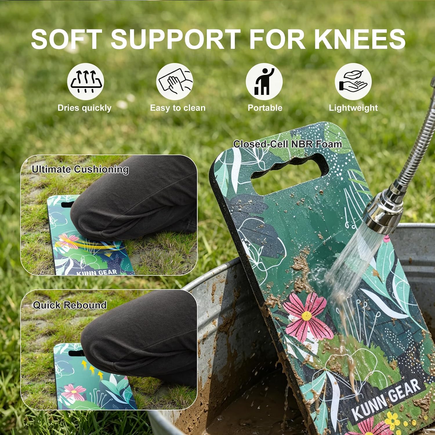 KUNN 5 Gallon Garden Bucket Tool Organizer & Kneeling Pad Set, 18-Pocket Heavy Duty Garden Caddy with Hangable Handle
