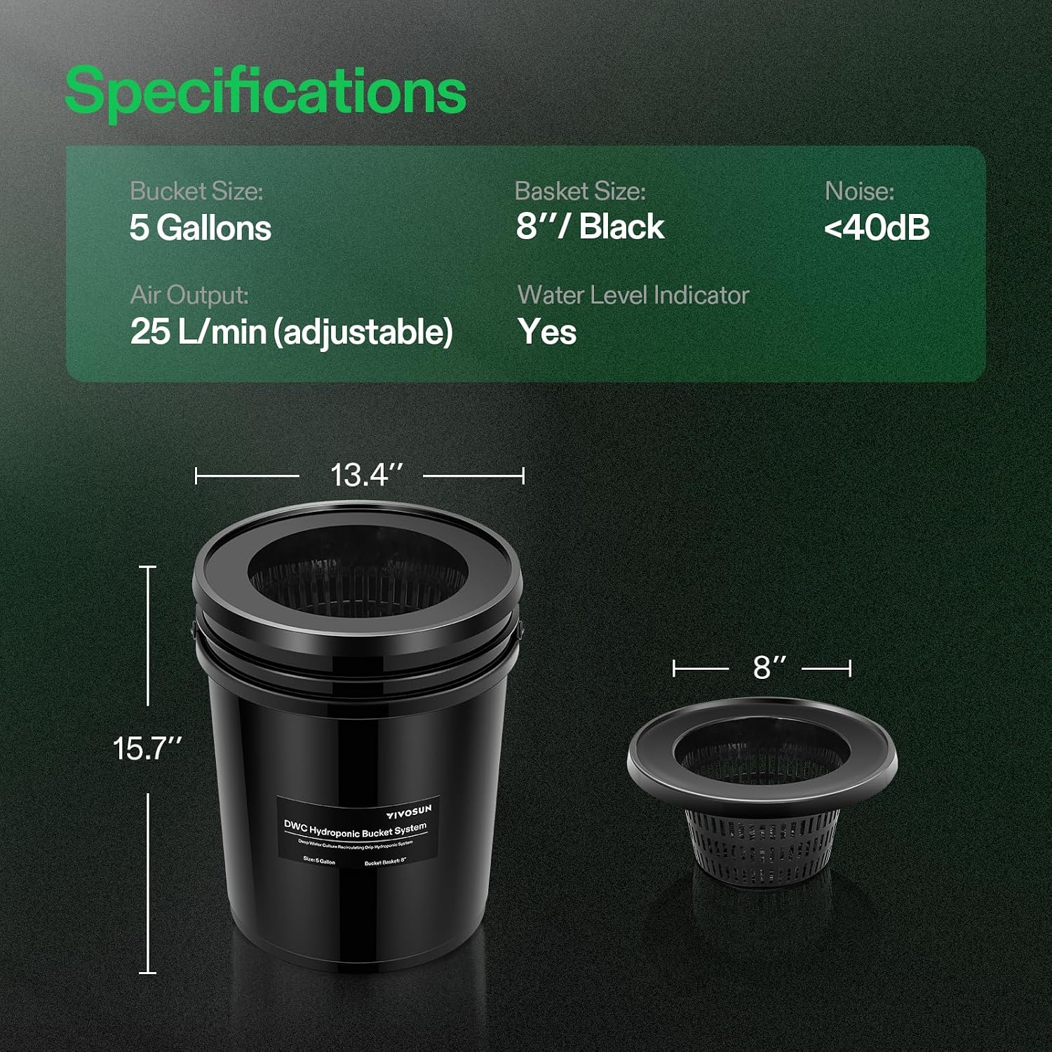 VIVOSUN DWC Hydroponics Grow System with Top Drip Kit 4 Buckets | 5-Gallon Deep Water Culture, Recirculating Drip