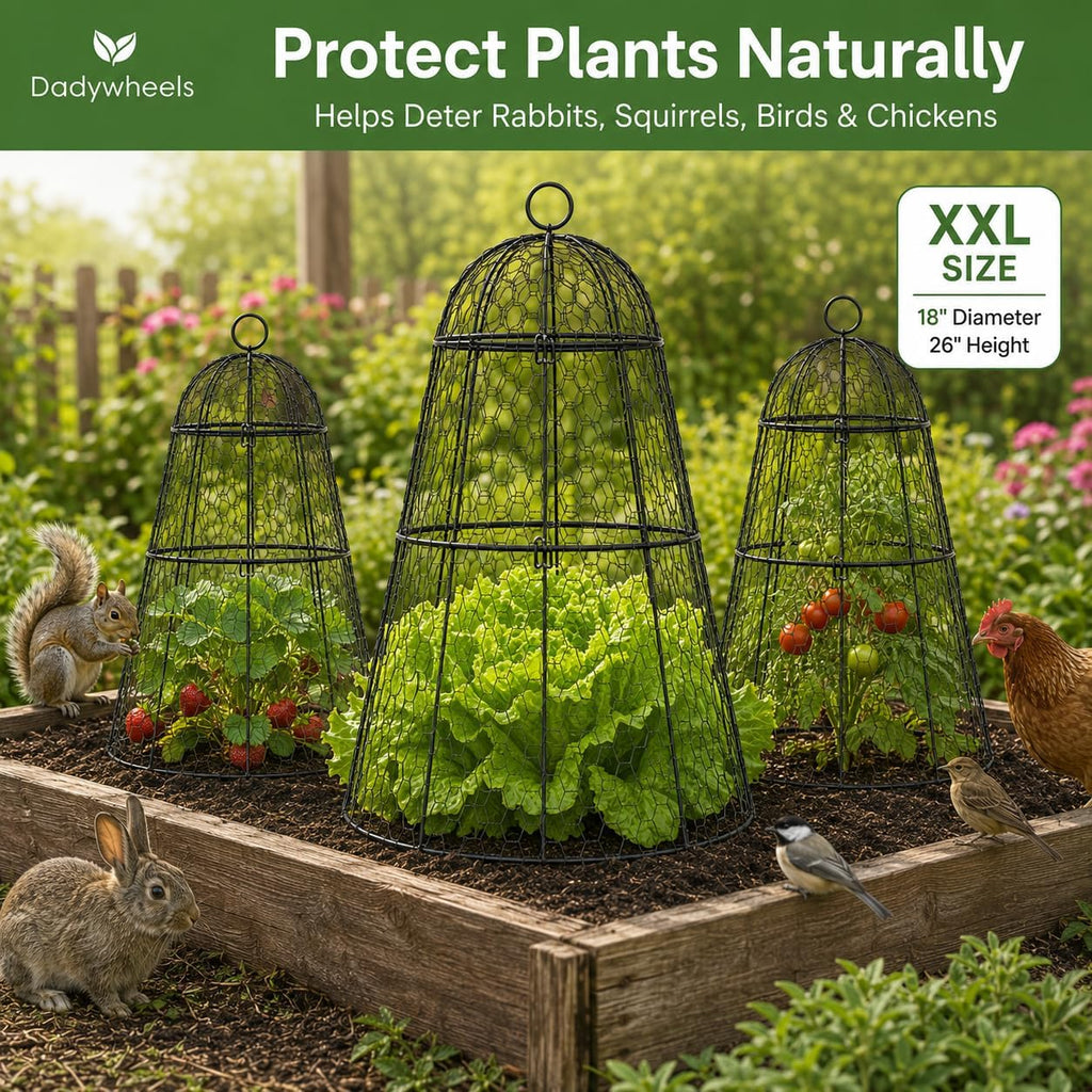 Easy-Snap Open Design Chicken Wire Cloche (6-Pack) - Adjustable Garden Plant Protectors from Birds & Animals for Large