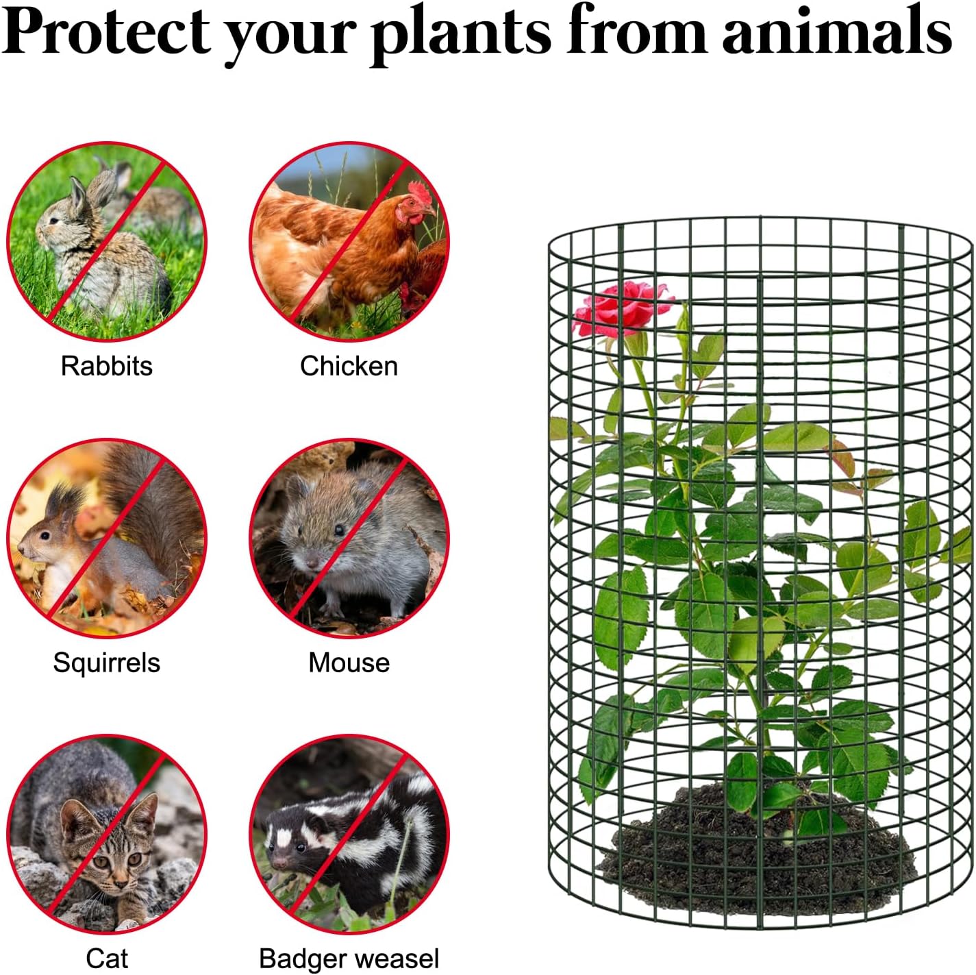 18 Pcs 24'' x 12'' Large Wire Plant Protector from Animals, 6 Pack Metal Plant Cage Chicken Wire Cloche with Ground