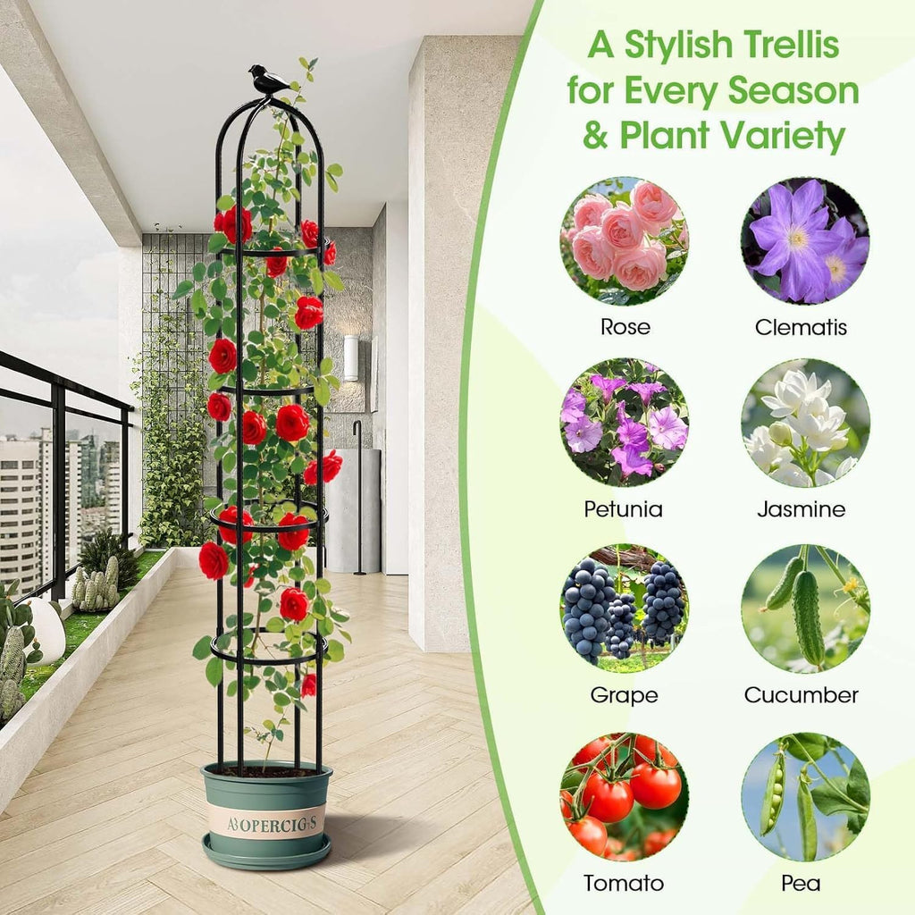 2PCS Garden Obelisk Trellis for Climbing Plants Outdoor, 6.2 ft Tall Trellis for Roses Clematis Jasmine Ivy Flower