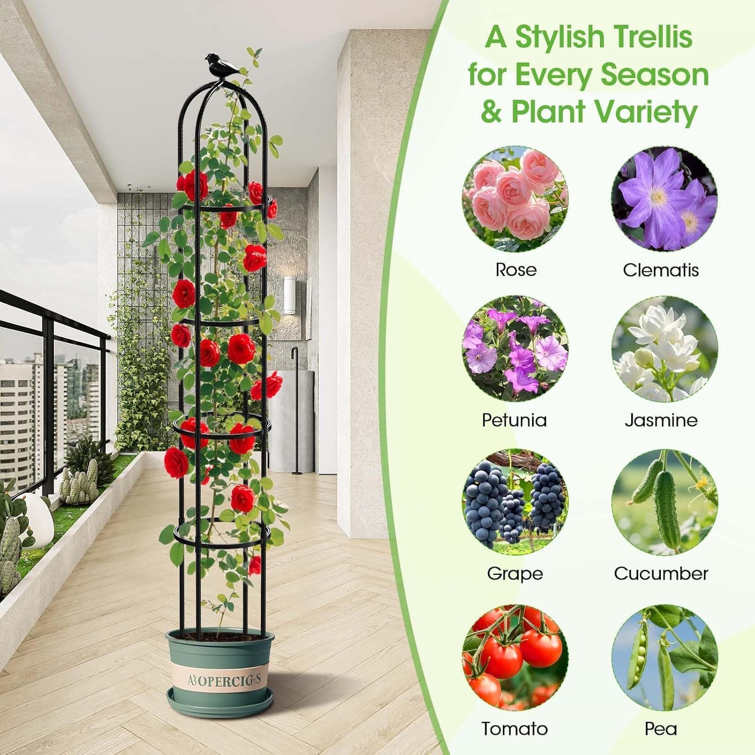 2PCS Garden Obelisk Trellis for Climbing Plants Outdoor, 6.2 ft Tall Trellis for Roses Clematis Jasmine Ivy Flower