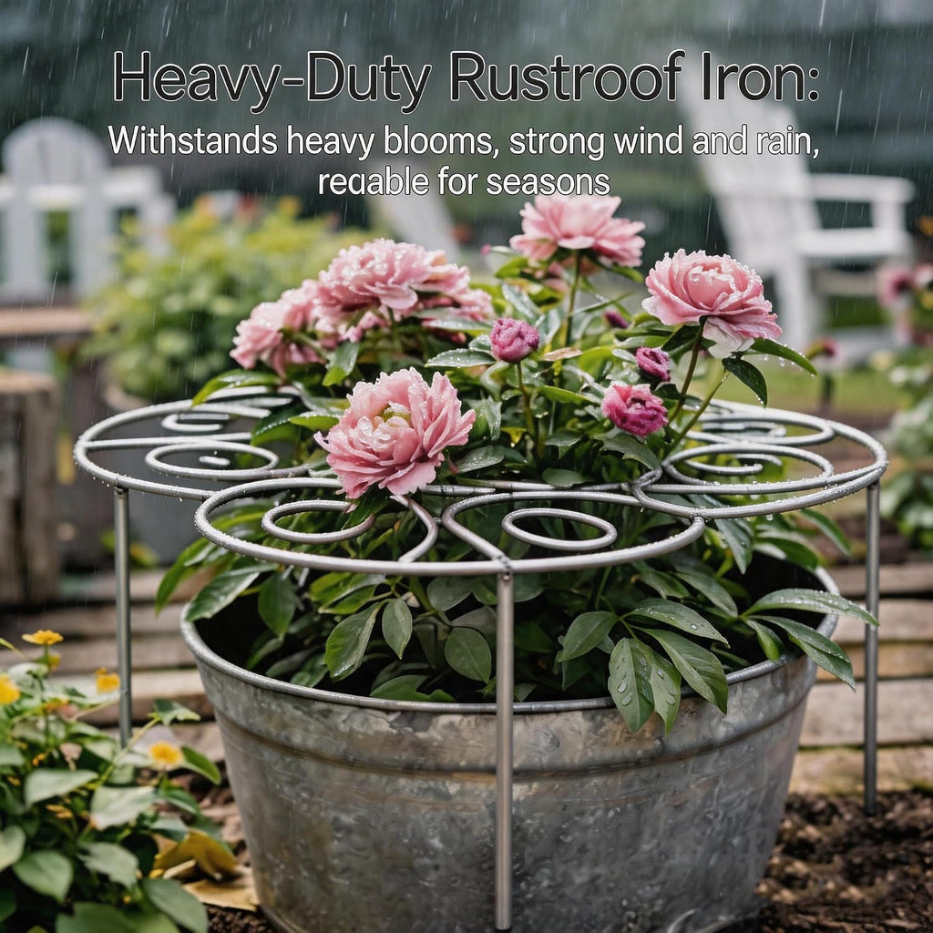 Plant Support Ring for Most Plants – Heavy Duty Metal Cage for Flowers, Vegetables, Tomatoes, Peonies, Roses – Garden