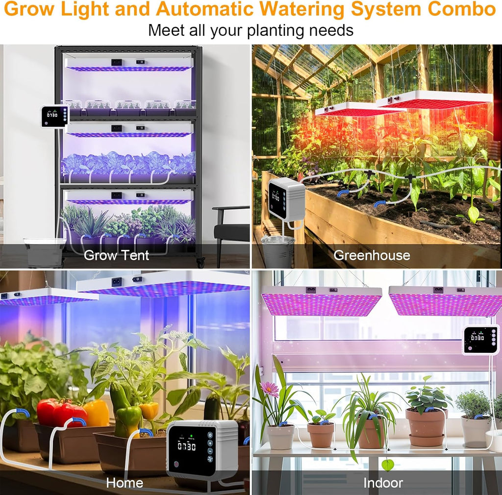 LED Grow Light with Automatic Watering System for Indoor Plants, Full Spectrum Plant Light with Remote Control
