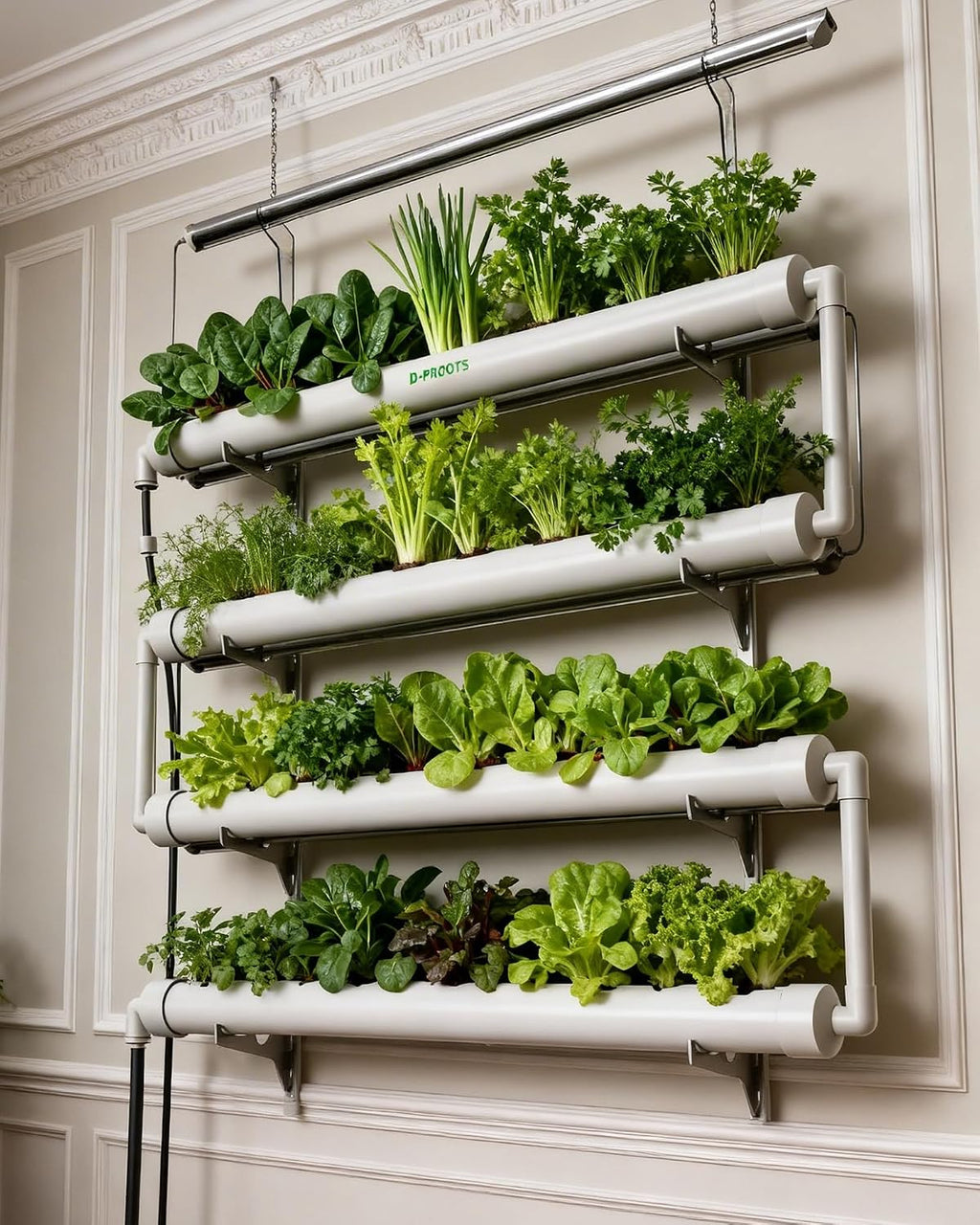 NFT Hydroponics Growing System，36 Pods Wall-Mounted Indoor Garden，Full Spectrum Grow Lights and Powerful Water