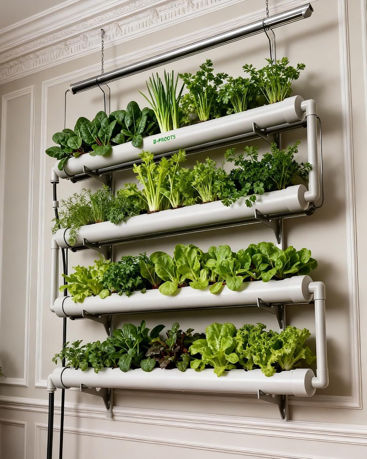 NFT Hydroponics Growing System，36 Pods Wall-Mounted Indoor Garden，Full Spectrum Grow Lights and Powerful Water