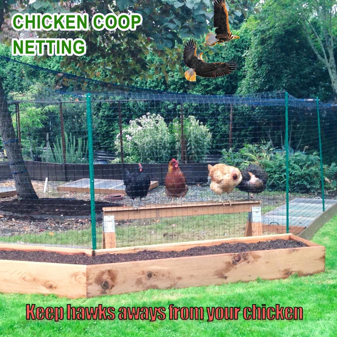 Bird Netting for Chicken Coop - 50x50ft Chicken Netting for Chicken Coop Roof, Poultry Net Coop Netting Cover, Hawk