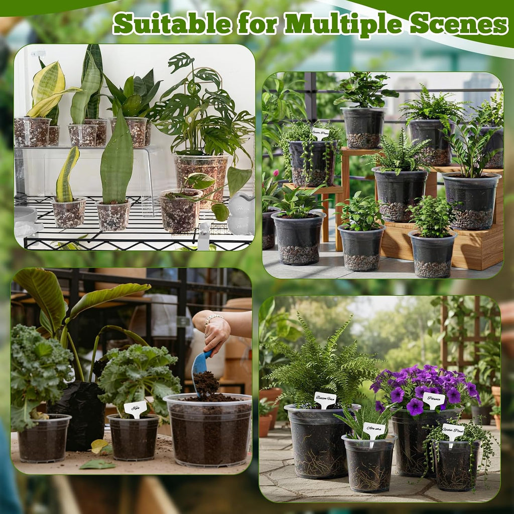 20 Pcs Clear Nursery Pots for Plant 4/6/7/10 Inch with Drainage Holes | Sturdy Transparent Plastic Planter Seedlings