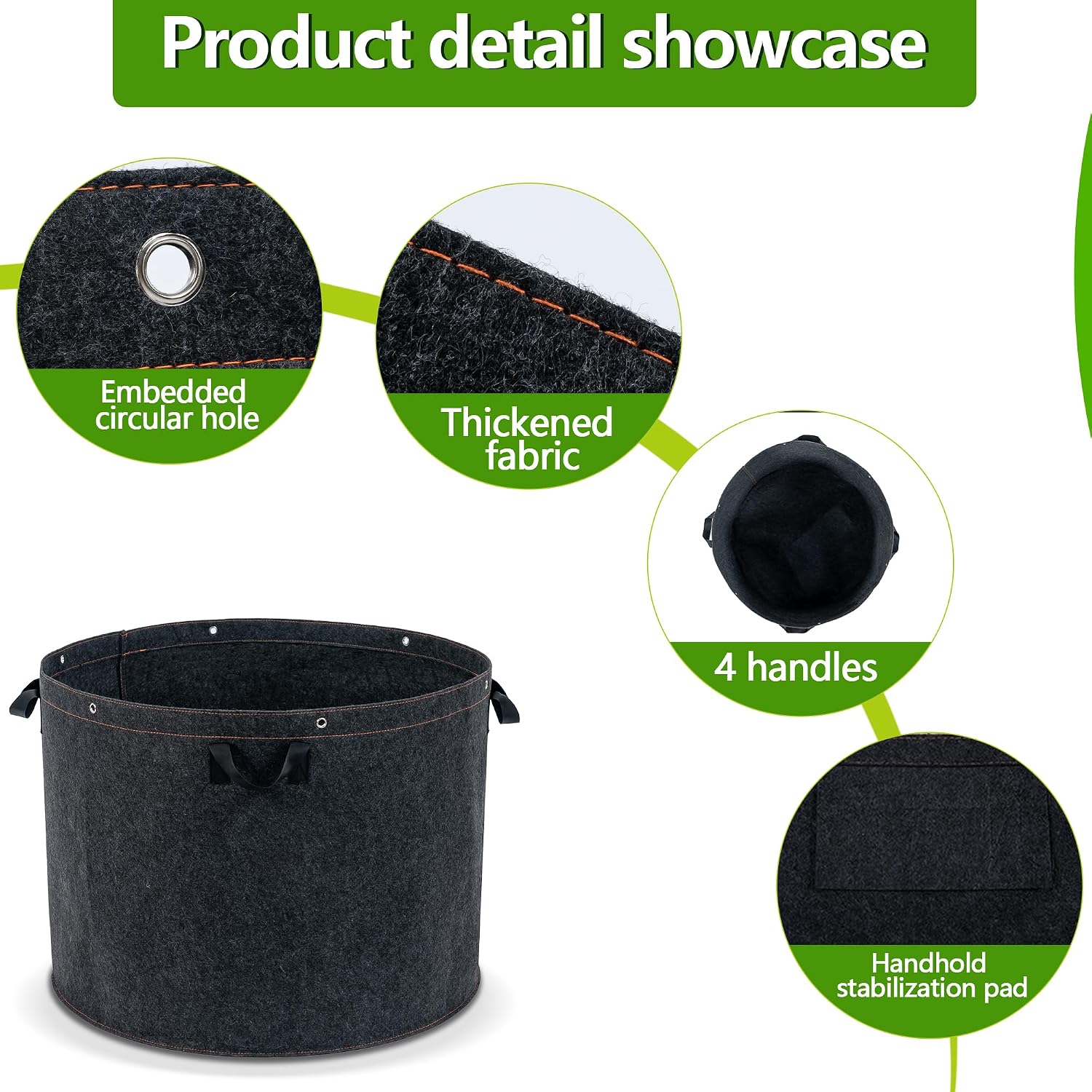 50 Gallon Grow Bags, 2 Pack Thickened Aeration Large Fabric Pots with Handles 29''×21'', Heavy Duty Planting Bags for