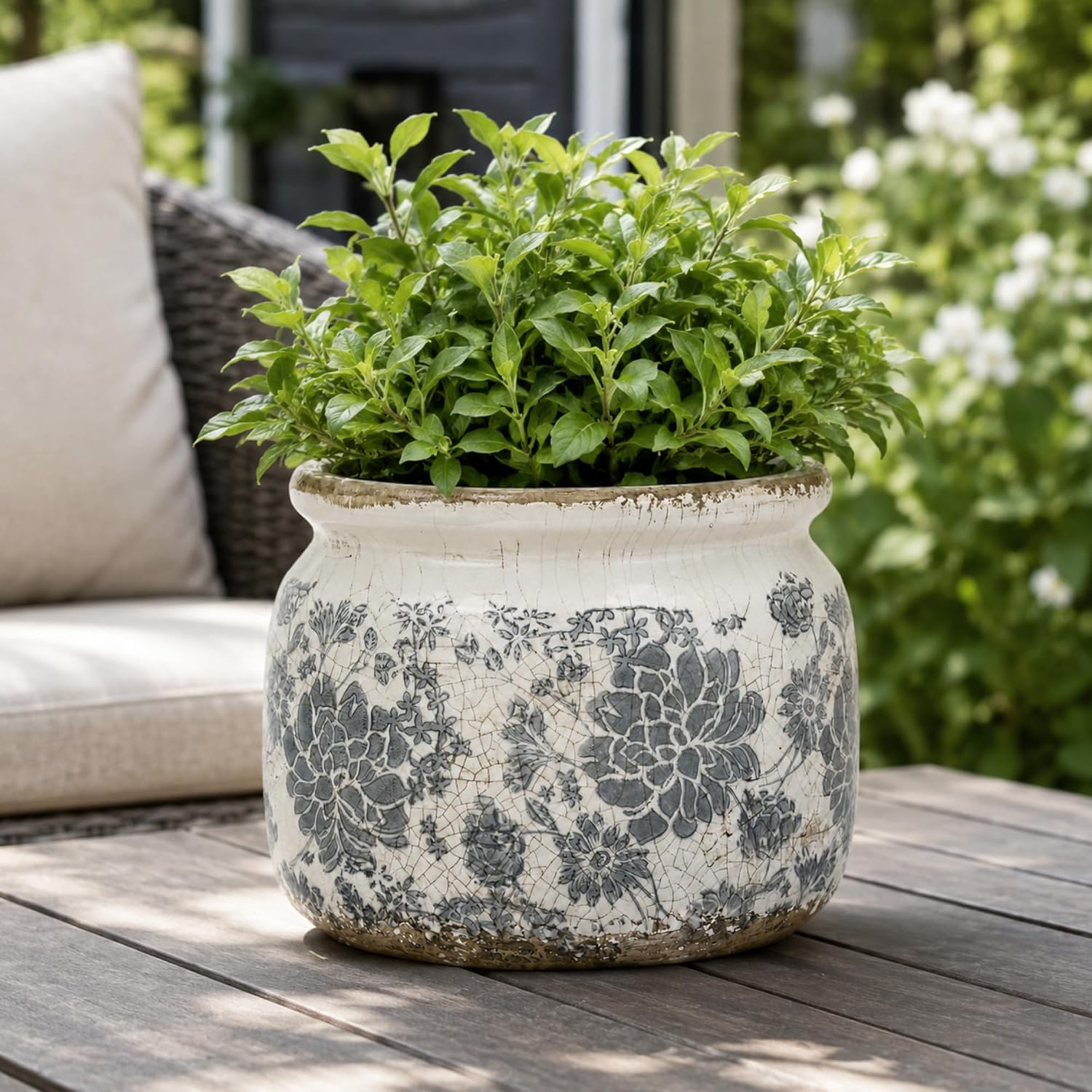 Dosayes Large Ceramic Pot for Planters, Ice Crack Glazed Flower Pot with Drainage Holes,5.91inch Vintage Planters for