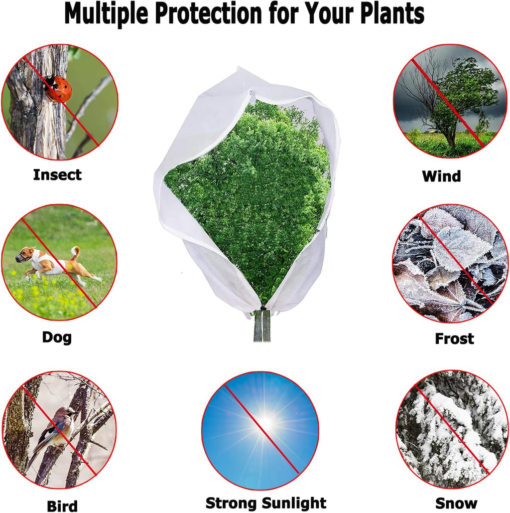 2-Pack Plant Cover Freeze Protection 78.7"x94.5'' White Tree Cover Bags with Zipper Drawstring Winter Outdoor Plant