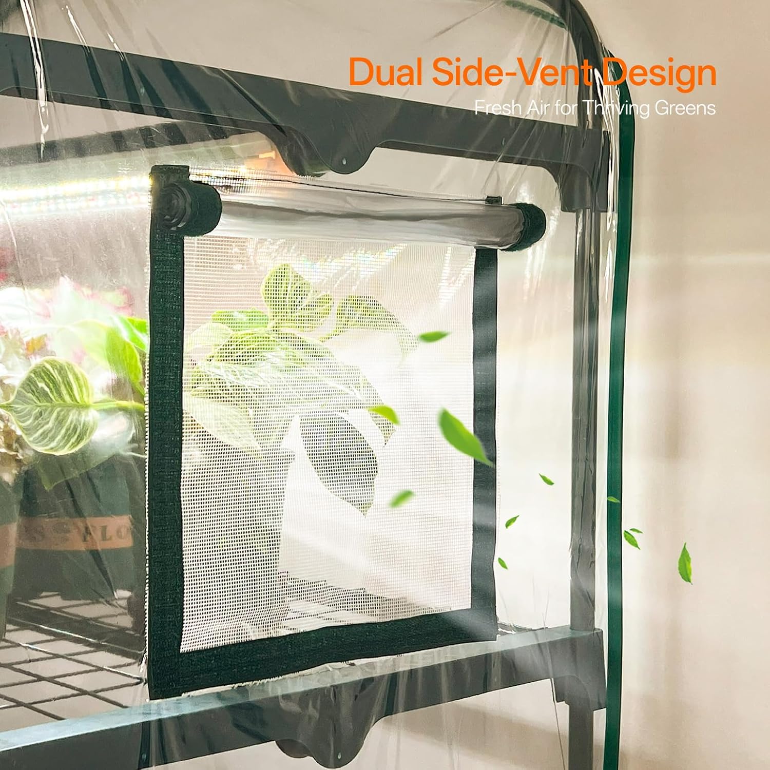 Indoor Greenhouse with Grow Light, 5-Tier Large Greenhouse Cabinet | 5x24W LED Grow Lights, Clear PVC Cover, 5 Heavy