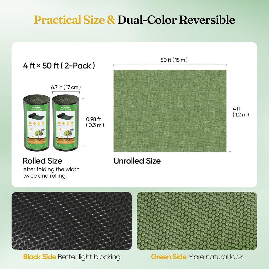4FT x 100FT Heavy Duty Weed Barrier Landscape Fabric | Non-Woven Garden Cloth, Easy to Cut & Fray Resistant, Breathable