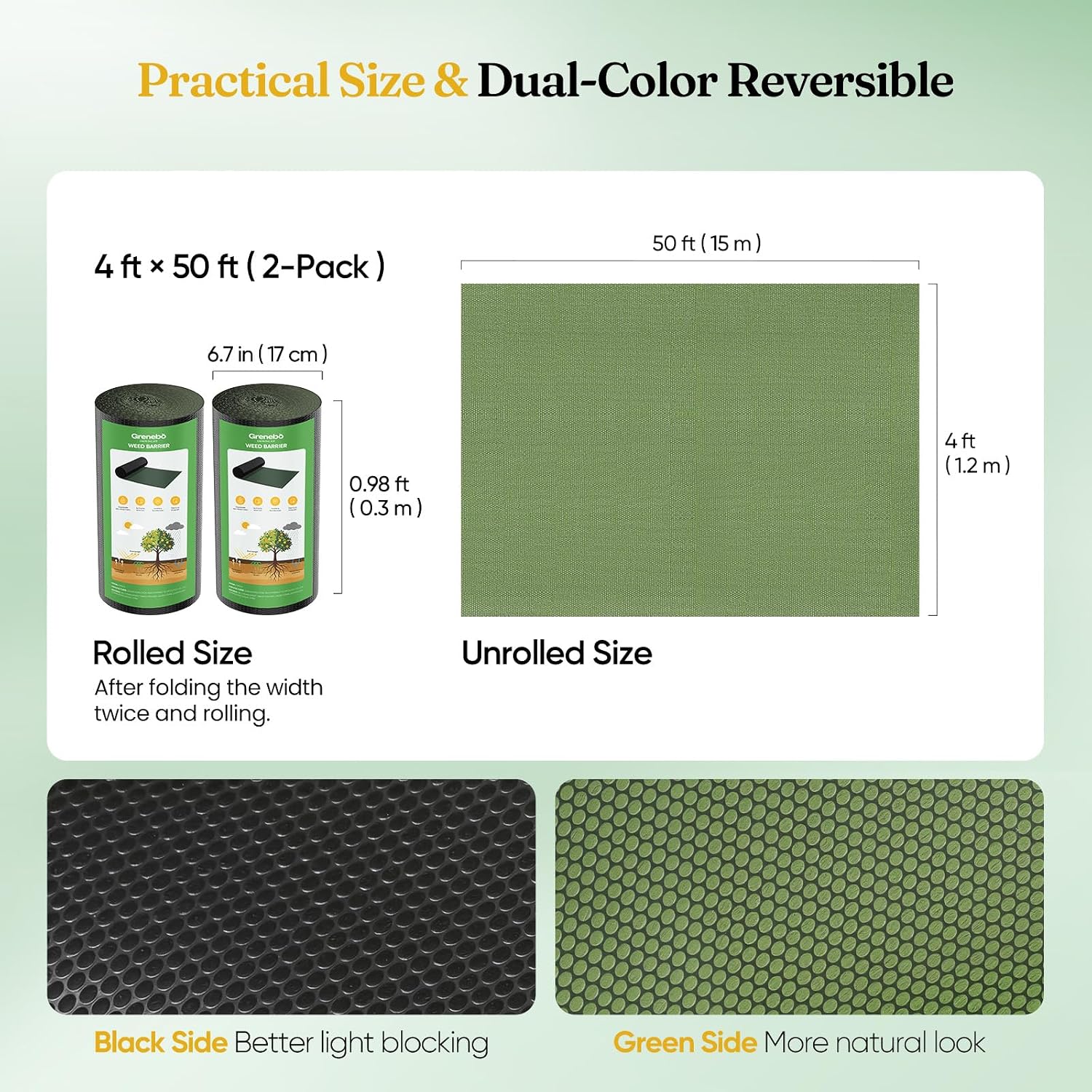 4FT x 100FT Heavy Duty Weed Barrier Landscape Fabric | Non-Woven Garden Cloth, Easy to Cut & Fray Resistant, Breathable