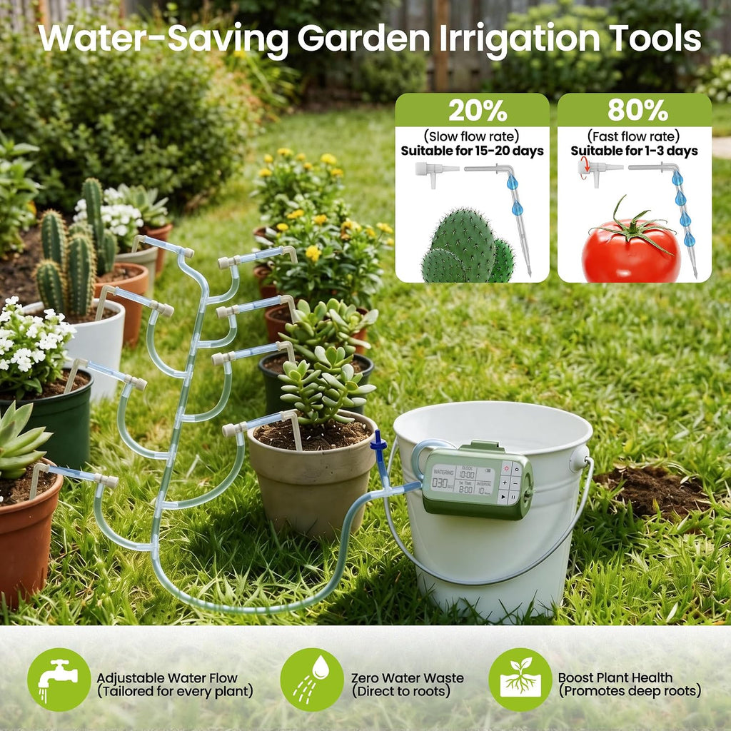 Auto Drip Irrigation Kits Battery Powered for 15 Potted Plants | Automatic Garden Irrigation System with 33FT 1/4''