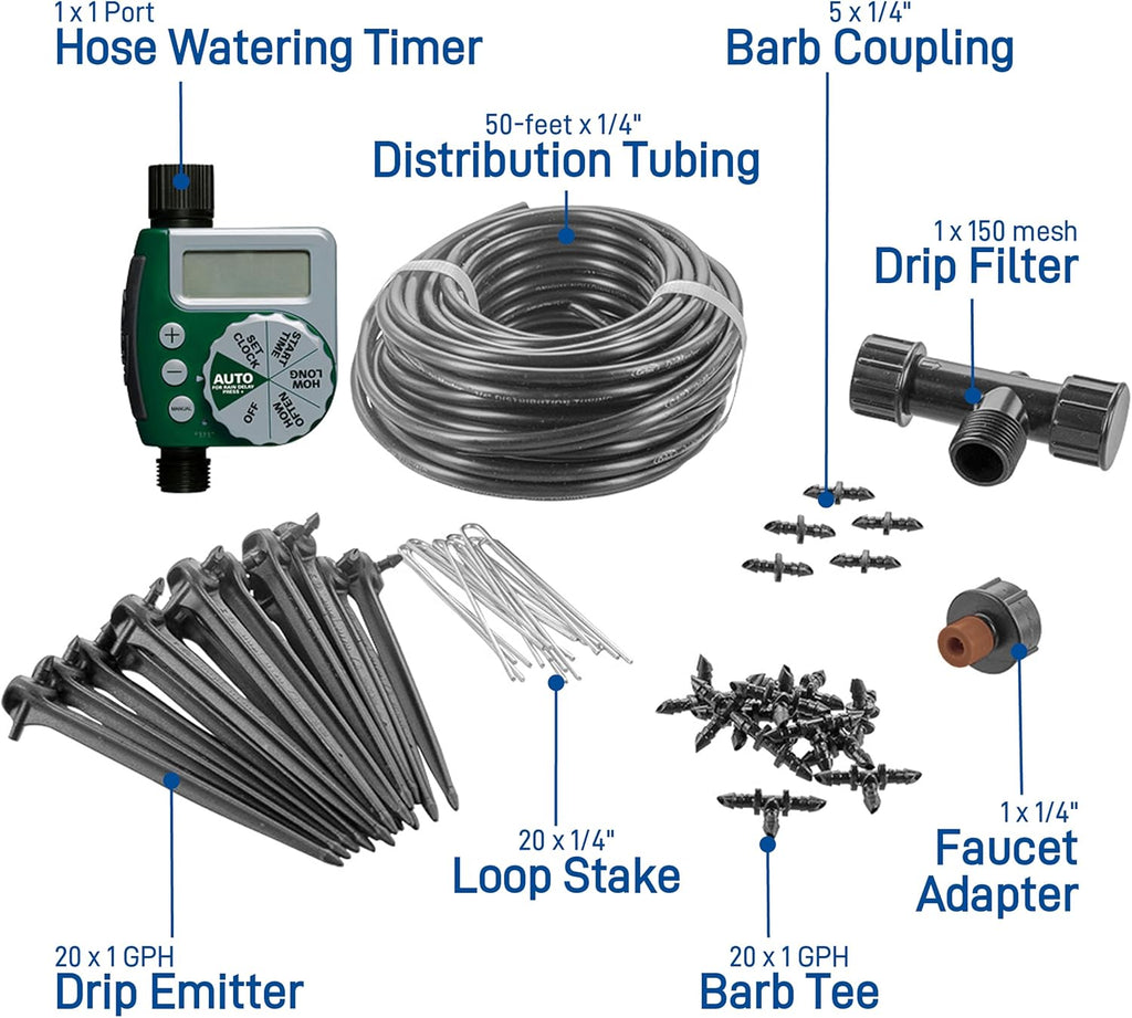 Orbit 91945 Tomato Garden Drip Irrigation Watering Kit w/Automatic Watering Timer