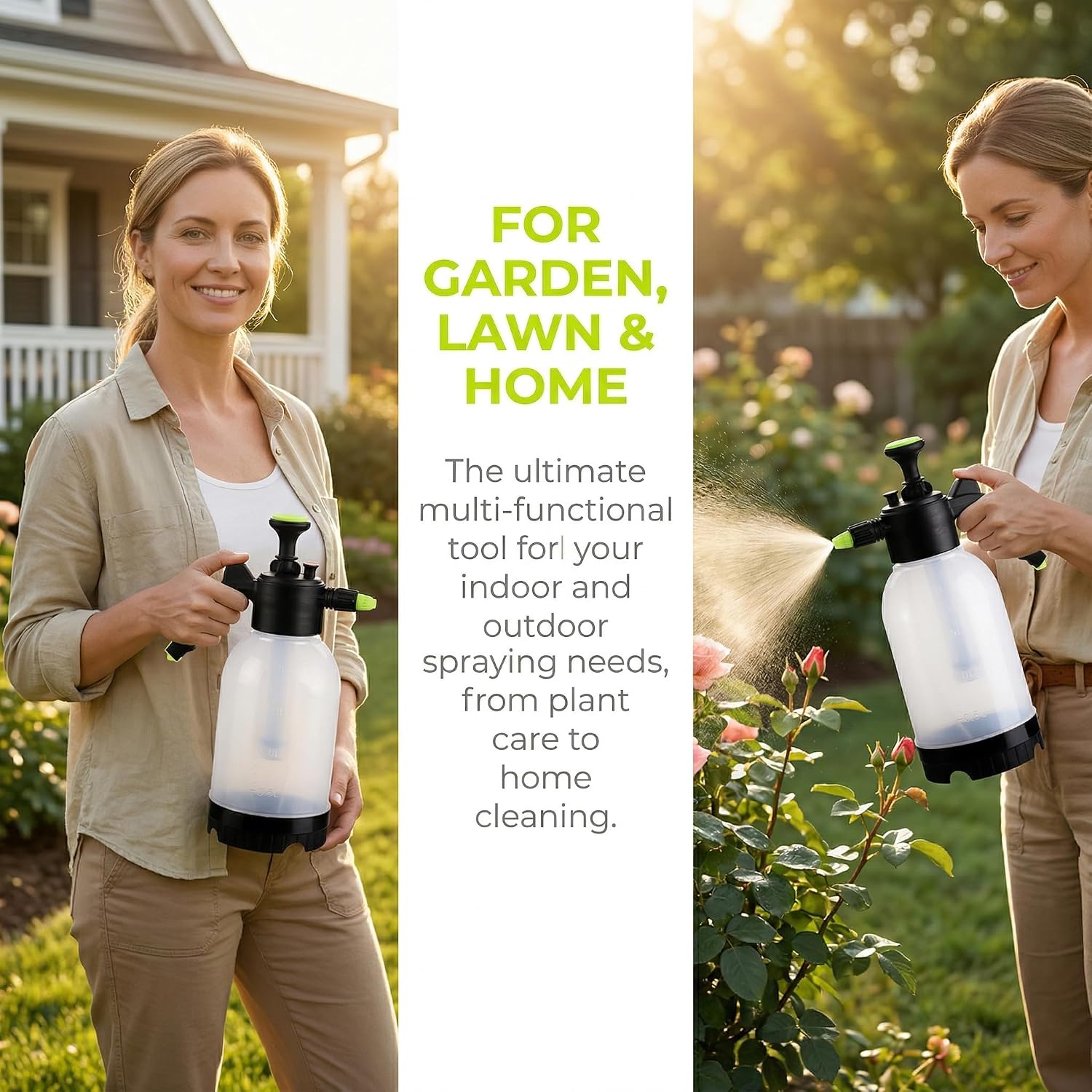 2 Pack 0.5 Gallon Hand held Garden Sprayer Pump Pressure Water Sprayers, Multi-Purpose Hand Sprayer for Lawn, Garden