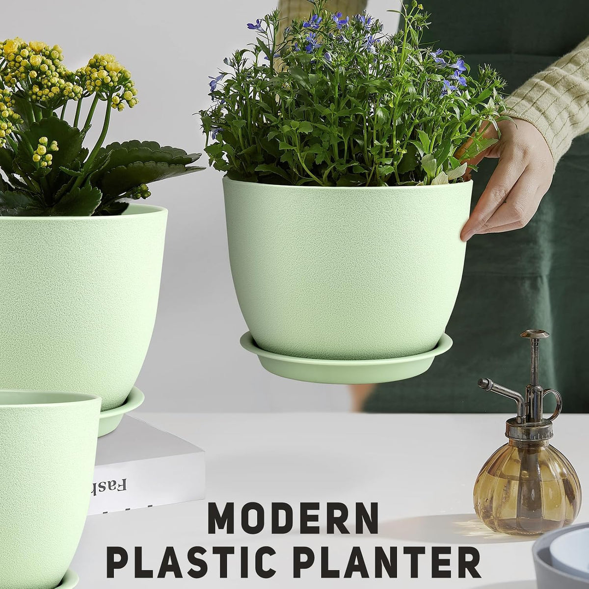 YNNICO Plant Pots 12/10/9 inch Set of 3, Flower Pots with Multi Mesh Drainage Holes, Large Planters for Indoor Outdoor