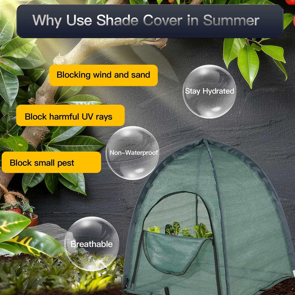 2pack Pop up Plant Sunshade Cloth,Plant Sun Shade Net for Flower UV Resistant Pest Guard Cover for Outdoor Gardens