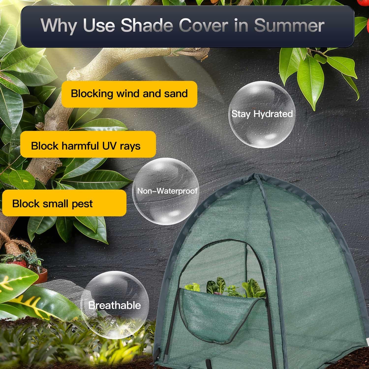 2pack Pop up Plant Sunshade Cloth,Plant Sun Shade Net for Flower UV Resistant Pest Guard Cover for Outdoor Gardens