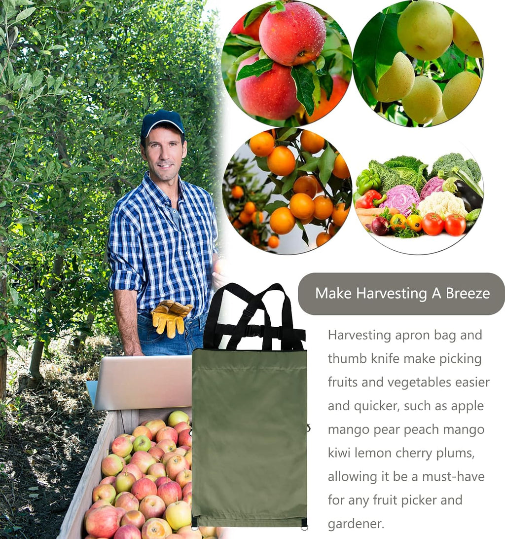 FCOUIID Harvest Apple Picking Bag - Waterproof 600D Fruit Storage Apron Pouch for Outdoor Orchard, Farm, Garden, Heavy