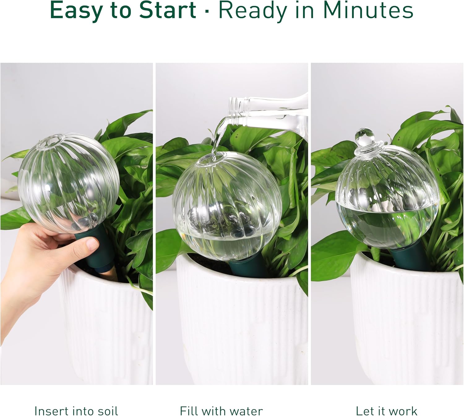 Soilagua 23 oz Extra Large Top Fill Watering Globe with Terracotta Spikes | Top Fill Design, Slow Release Watering